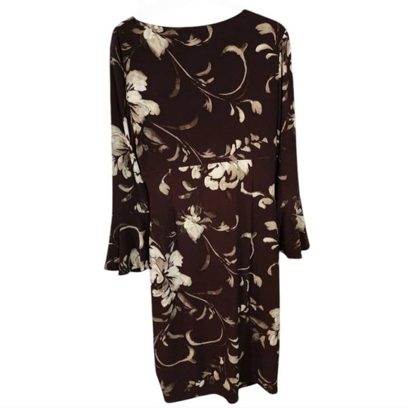 Lauren Ralph Lauren elegant and flattering burgundy floral dress Size 6 - Picture 2 of 9